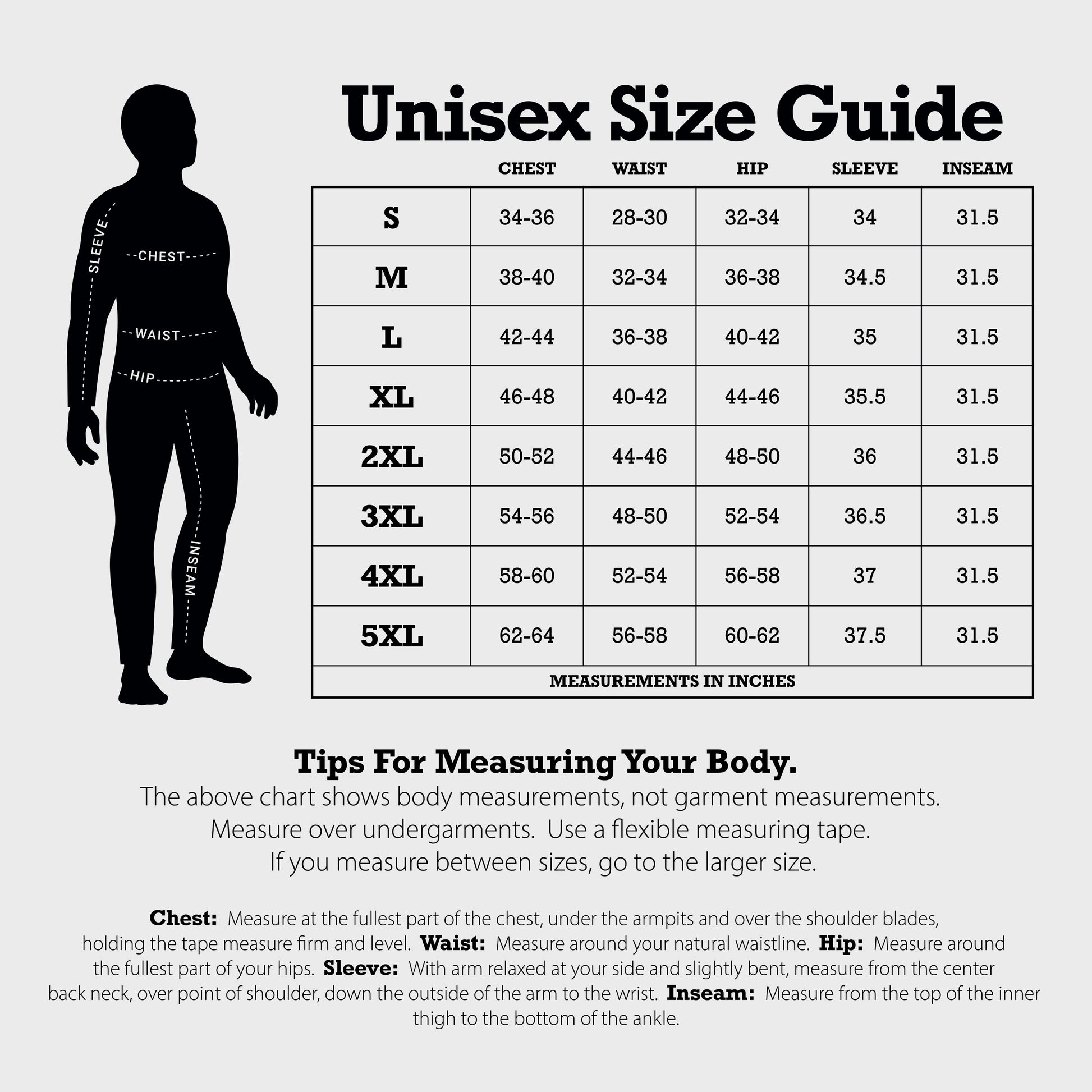 Yardbird Size Chart
